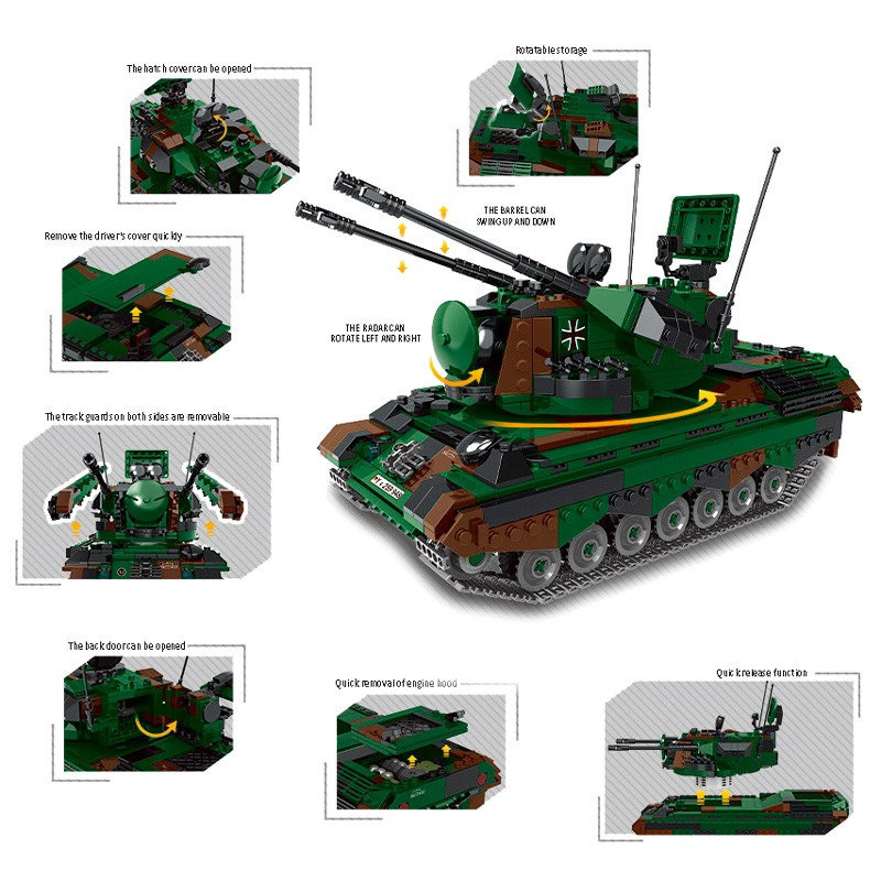 Конструктор XB-06045 XingBao "Танк Gepard Flakpanzer", 1352 дет. в коробке 57х8х41 см Конструктор XB-06045 XingBao "Танк Gepard Flakpanzer", 1352 дет. в коробке 57х8х41 см