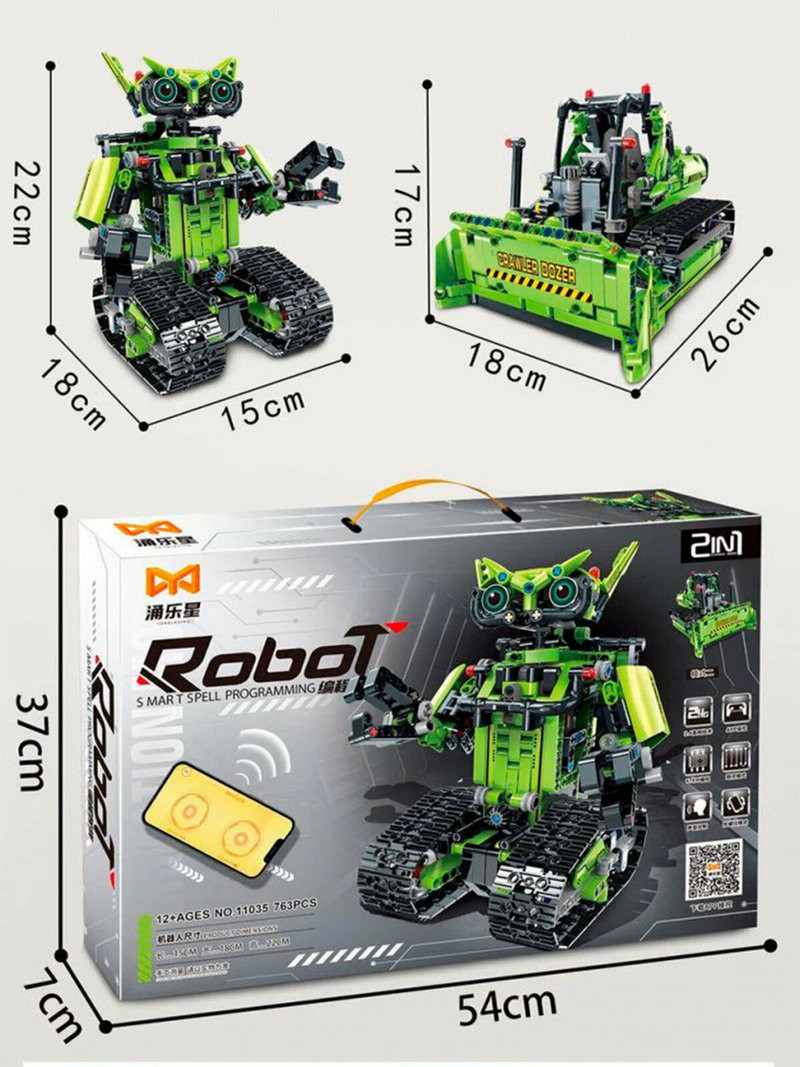 Конструктор Yonglexing 11035 Робот 2в1 "Зеленый трансформер" на радиоуправлении 763 дет. 37х7х54 Конструктор Yonglexing 11035 Робот 2в1 "Зеленый трансформер" на радиоуправлении 763 дет. 37х7х54