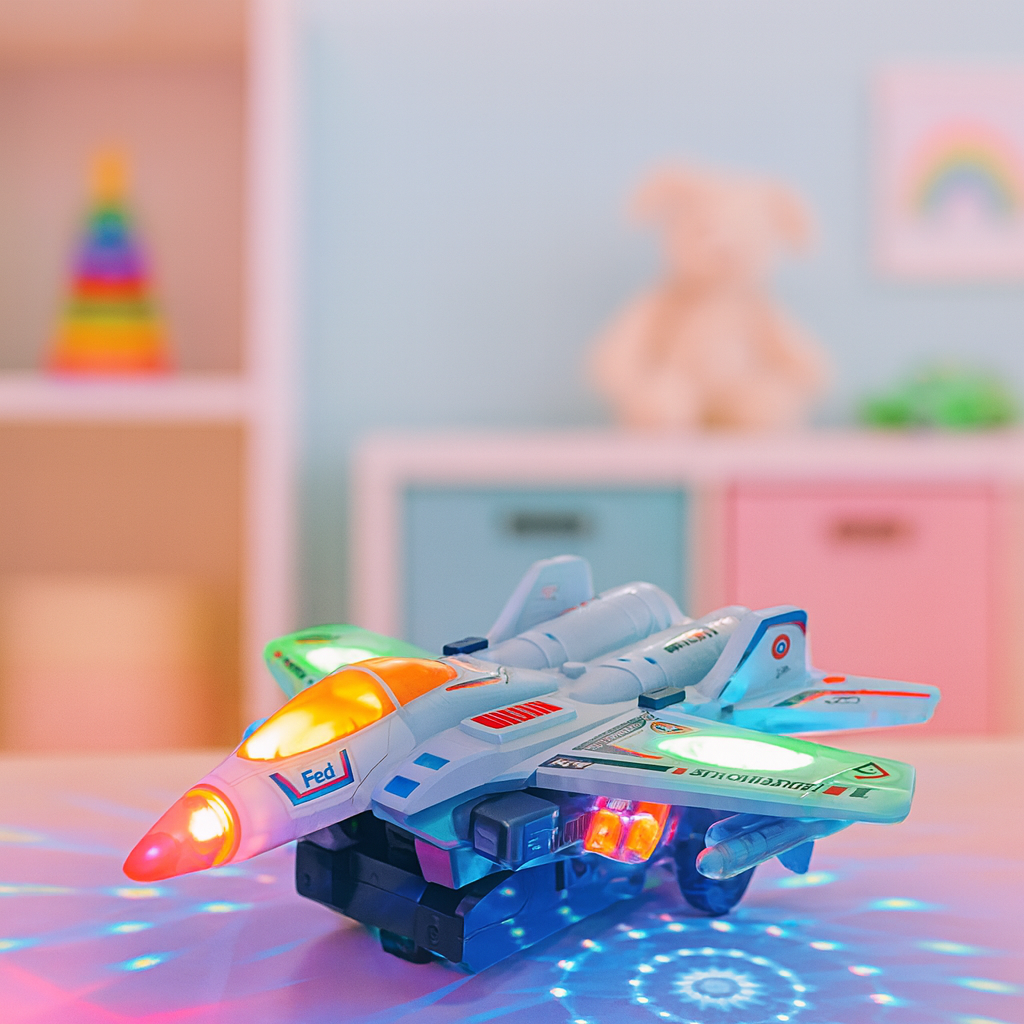 Музыкальный светящийся самолет трансформер 2в1 19х14х15 см Музыкальный светящийся самолет трансформер 2в1 19х14х15 см