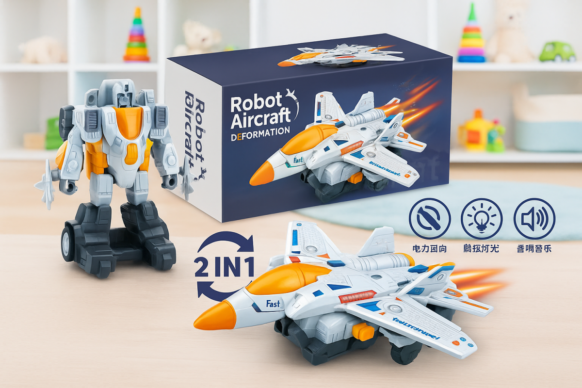 Музыкальный светящийся самолет трансформер 2в1 19х14х15 см Музыкальный светящийся самолет трансформер 2в1 19х14х15 см