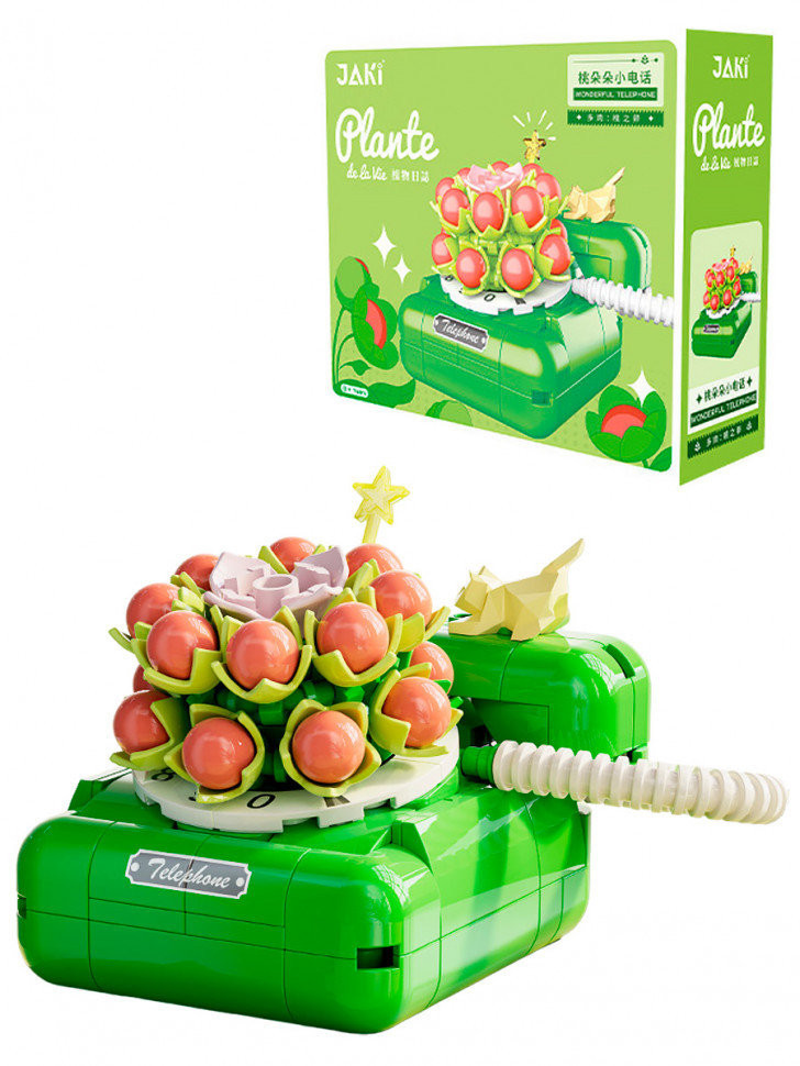 Конструктор Jaki Plante JK2718 Телефон винтажный с суккулентами 19x6x16 см Конструктор Jaki Plante JK2718 Телефон винтажный с суккулентами 19x6x16 см