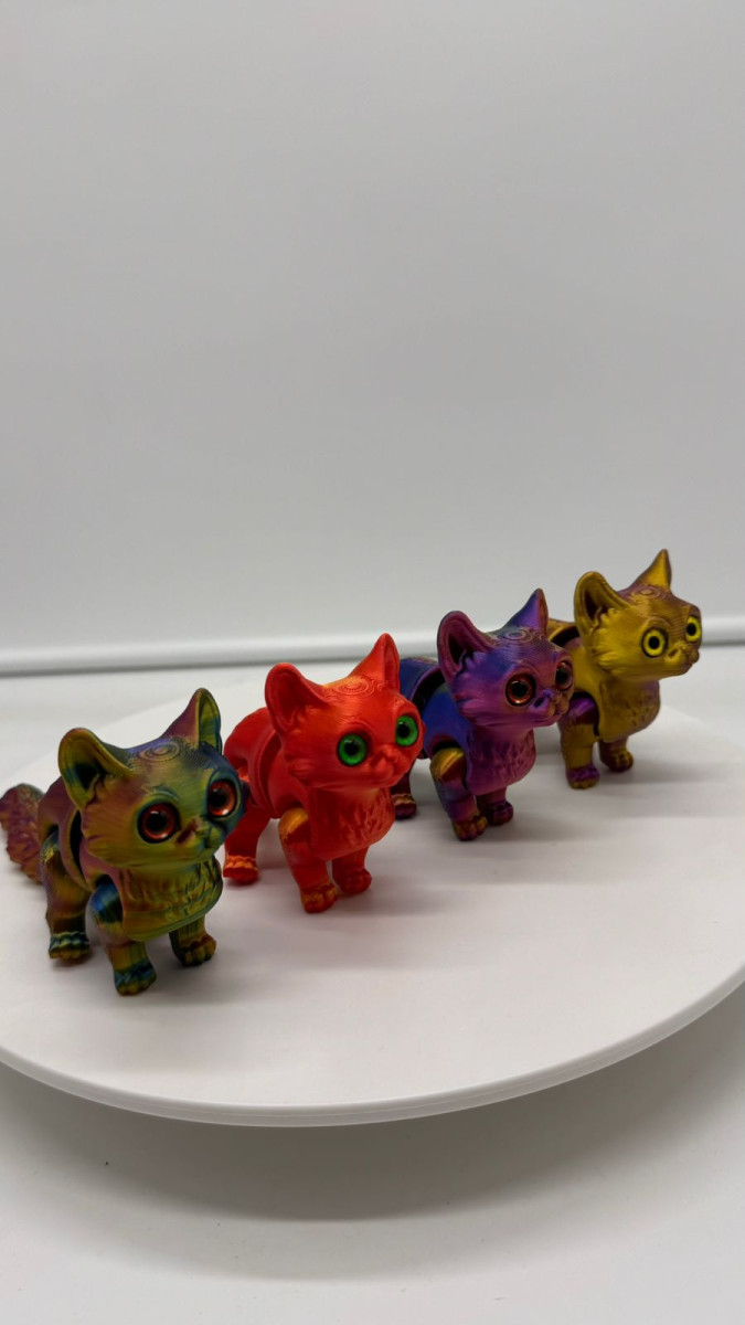 Кошка подвижная фигурка малая 3D, антистресс 15х7см Кошка подвижная фигурка малая 3D, антистресс 15х7см