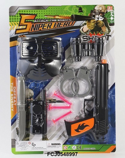 Набор "Стрелок 2" пистолет, маска, бинокль, наручники на картоне 44х30 см