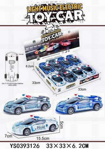 Набор машинок "Toy Car" Полиция 15.5х7см на батарейках свет+ звук в упаковке 8 шт.