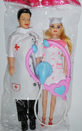 Куклы Доктор и Медсестра + стетоскоп в пакете 32х15 см