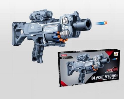 Бластер "Blaze Storm" с мягкими снарядами 20шт на батарейках в коробке 45х8.5х23.5 см