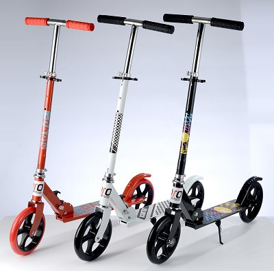 Самокат Scooter подростковый 2-х колесный, складной, 3 цвета, колеса полиуретан 200 мм, максимальная нагрузка до 100 кг (6шт)