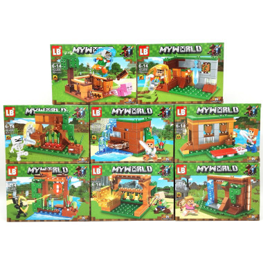Конструктор LB567-1 Майнкрафт &quot;Битва за Сокровища у водопада&quot;8 шт в упаковке 19х14х4.5см