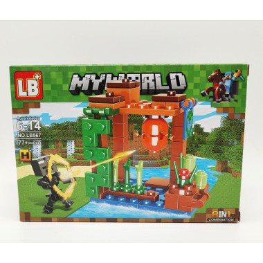 Конструктор LB567-1 Майнкрафт &quot;Битва за Сокровища у водопада&quot;8 шт в упаковке 19х14х4.5см