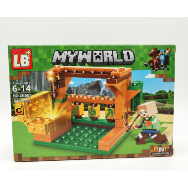 Конструктор LB567-1 Майнкрафт &quot;Битва за Сокровища у водопада&quot;8 шт в упаковке 19х14х4.5см