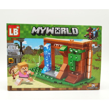 Конструктор LB567-1 Майнкрафт &quot;Битва за Сокровища у водопада&quot;8 шт в упаковке 19х14х4.5см