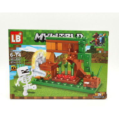 Конструктор LB567-1 Майнкрафт &quot;Битва за Сокровища у водопада&quot;8 шт в упаковке 19х14х4.5см