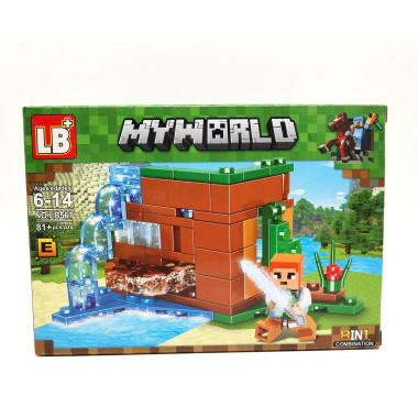 Конструктор LB567-1 Майнкрафт &quot;Битва за Сокровища у водопада&quot;8 шт в упаковке 19х14х4.5см