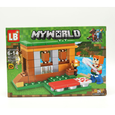 Конструктор LB567-1 Майнкрафт &quot;Битва за Сокровища у водопада&quot;8 шт в упаковке 19х14х4.5см
