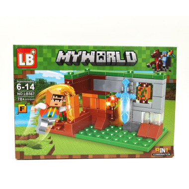 Конструктор LB567-1 Майнкрафт &quot;Битва за Сокровища у водопада&quot;8 шт в упаковке 19х14х4.5см