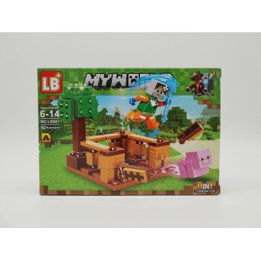 Конструктор LB567-1 Майнкрафт &quot;Битва за Сокровища у водопада&quot;8 шт в упаковке 19х14х4.5см
