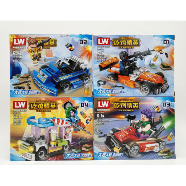 Конструктор LW 0121 Super Heroes "Машины героев" 4 вида 8 шт в упаковке 19х14х4.2см