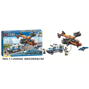 Конструктор LARI 11209 Сити Воздушная полиция "Кража бриллиантов" 424 дет. в коробке 48x28x6см