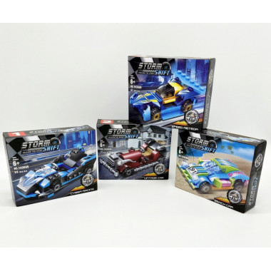 Конструктор &quot;Большие гонки&quot; 4 вида 8шт в упаковке  в коробке 18х4.5х14.5 см