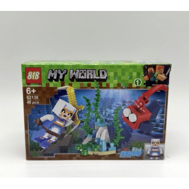 Конструктор Майнкрафт 82138 &quot;Подводный мир&quot; 12шт в упаковке 14х9х4см