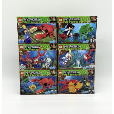 Конструктор Майнкрафт 82138 &quot;Подводный мир&quot; 12шт в упаковке 14х9х4см