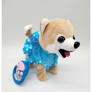 Собака плюшевая музыкальная на поводке