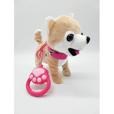 Собака плюшевая музыкальная на поводке