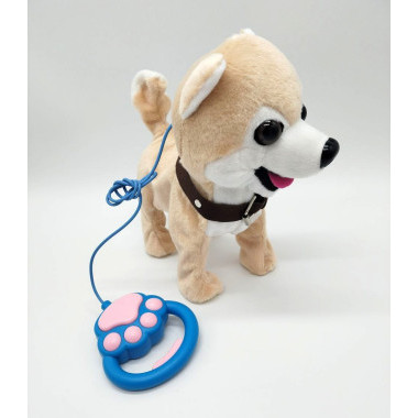Собака плюшевая музыкальная на поводке