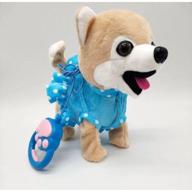 Собака плюшевая музыкальная на поводке