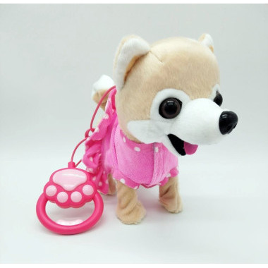 Собака плюшевая музыкальная на поводке