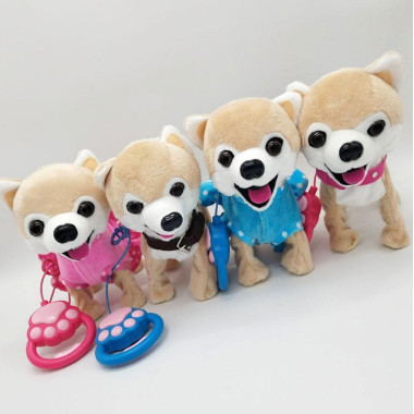 Собака плюшевая музыкальная на поводке