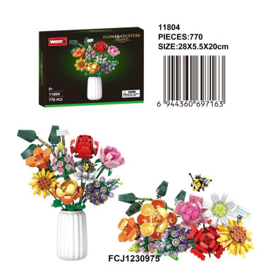 Конструктор WOMA 11804-DS Букет цветов в вазе 770 дет. 28х5.5х20