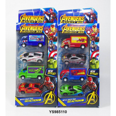 Набор машинок Супергерои 4шт 30*12*4 Набор машинок Супергерои 4шт 30*12*4