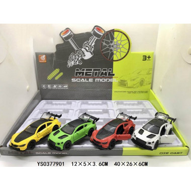 Металлический Гоночная 4 вида 4х5х11 см 12 шт в д/б - 3671C Металлический Гоночная 4 вида 4х5х11 см 12 шт в д/б - 3671C