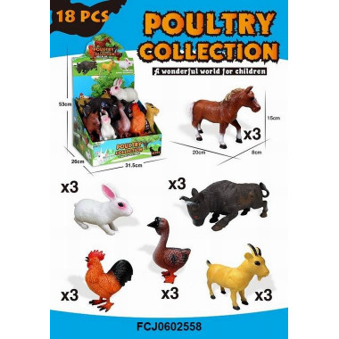 Игрушечные фигурки Домашние животные, 6 видов, 18 шт./уп.