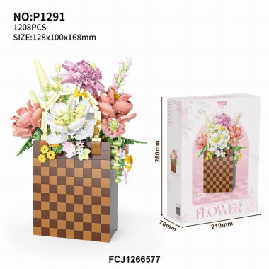 Конструктор P1291 -Сумка-корзина для цветов 1208 дет 16.8x10x12.8 Конструктор P1291 -Сумка-корзина для цветов 1208 дет 16.8x10x12.8