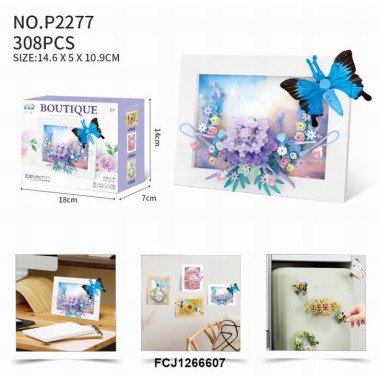 Конструктор P2277 Фоторамка синяя бабочка на магните 308дет. Конструктор P2277 Фоторамка синяя бабочка на магните 308дет.