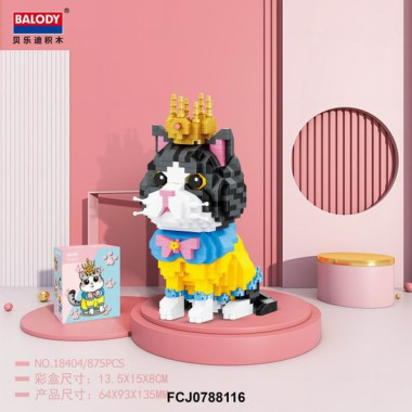 Конструктор Balody 18404 Питомцы Котик с короной 857 дет 14x15x8 см