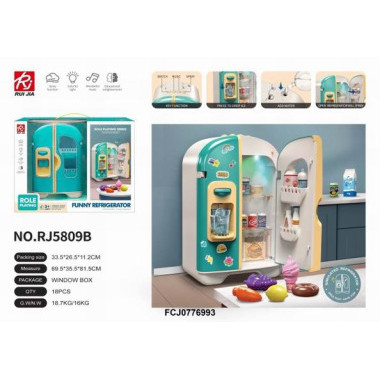Холодильник на батарейках с продуктами, голубой, 34x12x27.5 Холодильник на батарейках с продуктами, голубой, 34x12x27.5