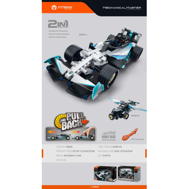 Конструктор iM.Master 5826 &quot;Гоночный автомобиль Воин и одноместный самолет 2 в 1&quot; 225 дет. 30X20X6