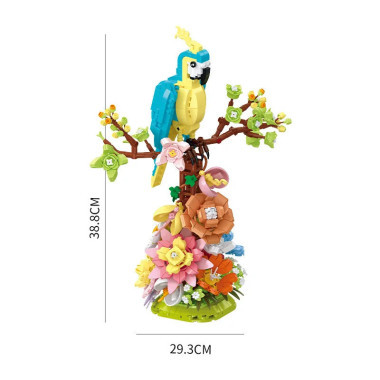 Конструктор Zuanma 101-17 Попугай в цветах 1162дет. 41x5.5x29