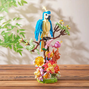 Конструктор Zuanma 101-17 Попугай в цветах 1162дет. 41x5.5x29