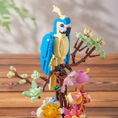 Конструктор Zuanma 101-17 Попугай в цветах 1162дет. 41x5.5x29