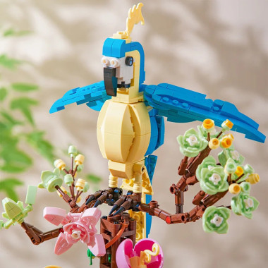 Конструктор Zuanma 101-17 Попугай в цветах 1162дет. 41x5.5x29