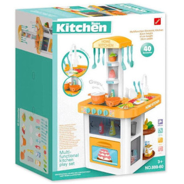 Кухня Kitchen с холодильником 40 предметов вода+свет+звук в коробке 76х41х39 см