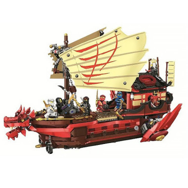 Конструктор 11558 Ninjago &quot;Летающий корабль Мастера Ву&quot; 1821 дет. в коробке 58Х38.5х9 см
