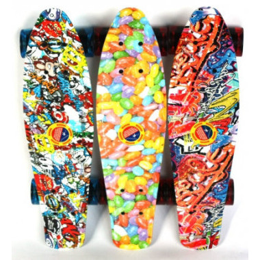 Пенни борд Принт, дека 56х15 см пластик, колеса полиуретан, подвеска алюминий,  нагрузка до 80 кг