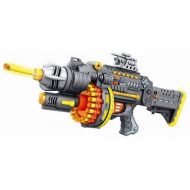 Бластер пулемет с мягкими пулями 40 шт и прицелом 60см в коробке 61х31х14.5см