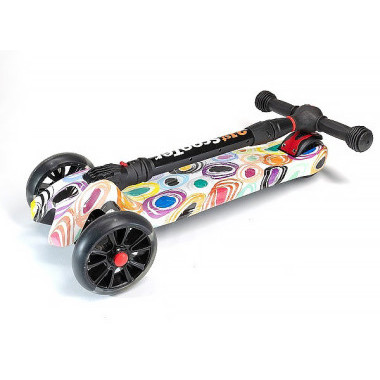Самокат Scooter MAXI Граффити 3х колесный, складной, 6 цветов, ножной тормоз.