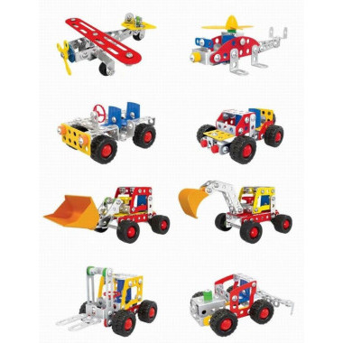 Конструктор металлический X640 Транспорт 8 видов в упаковке